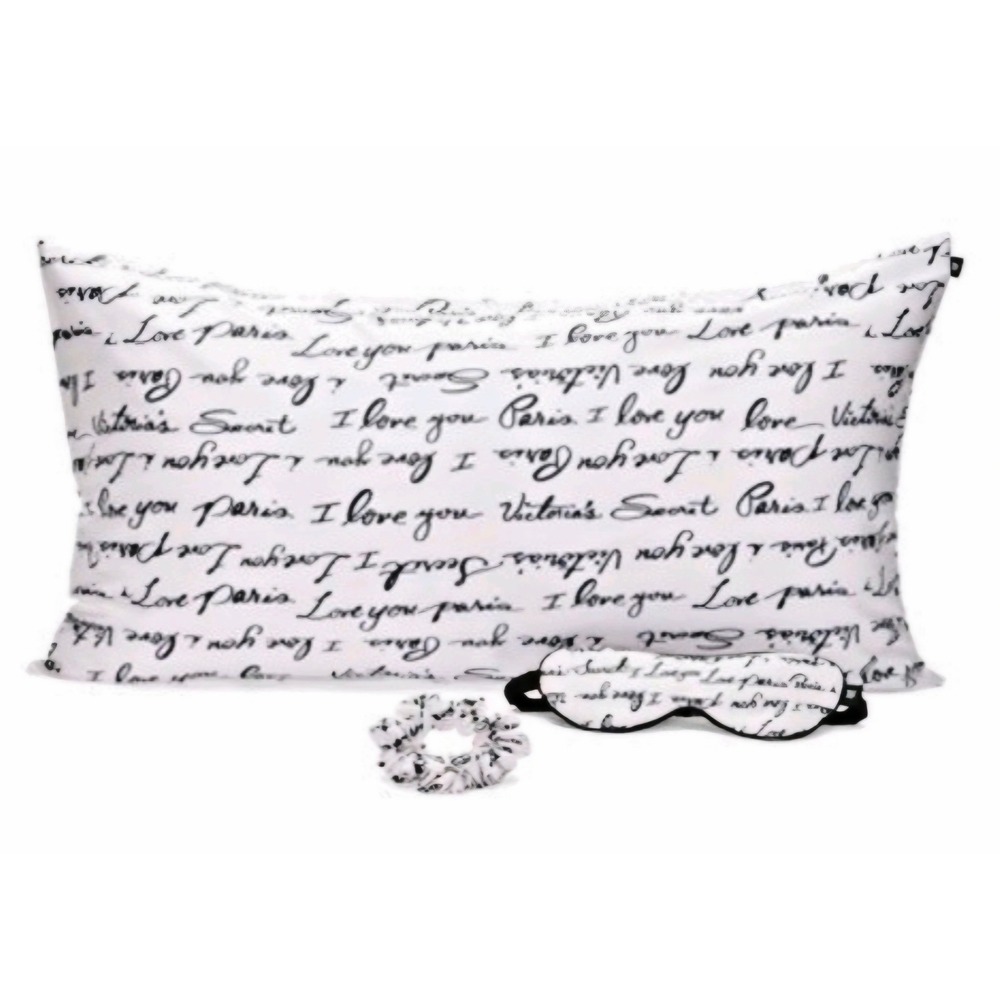 Victorias Secret Satin Sleep Gift Set I Love Paris Pillowcase Eye Mask